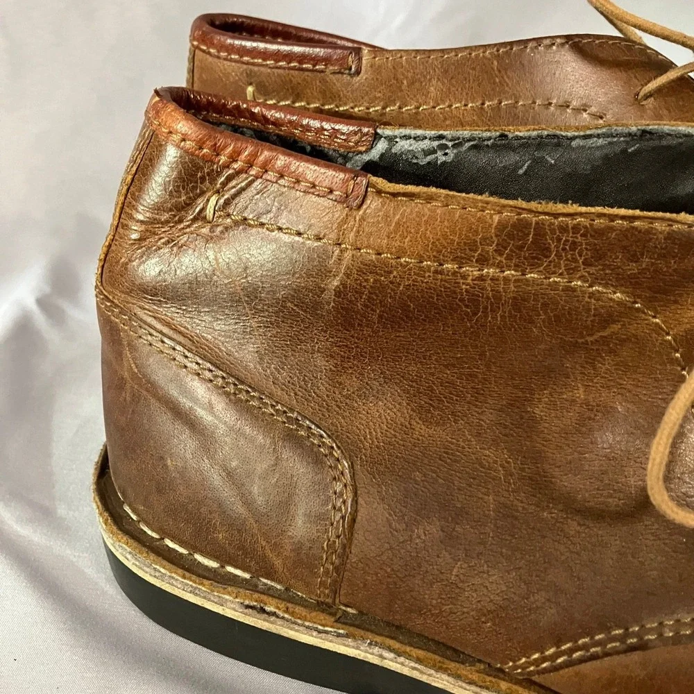 Steve Madden Harren Boots Mens Size 11.5 Cognac Leather‎ Chukka 247